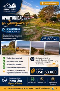 Venta de Terreno en Jaureguiberry proximo a Playa