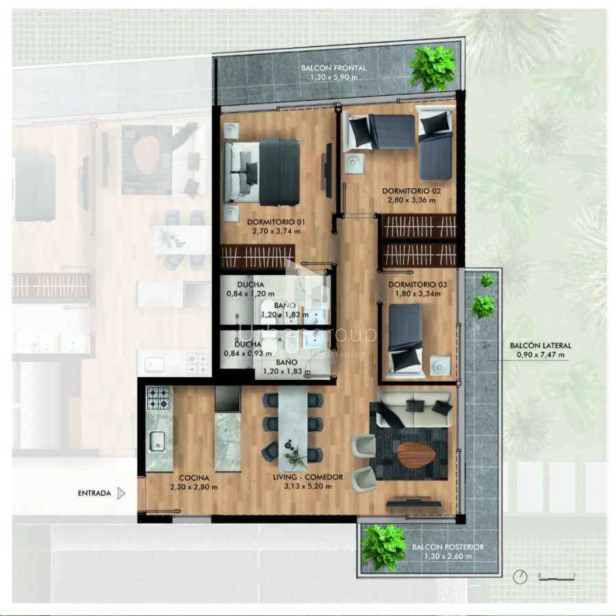 Venta Departamento 3 Dormitorios Piso Alto See Bosque Av. Roosvelt 2