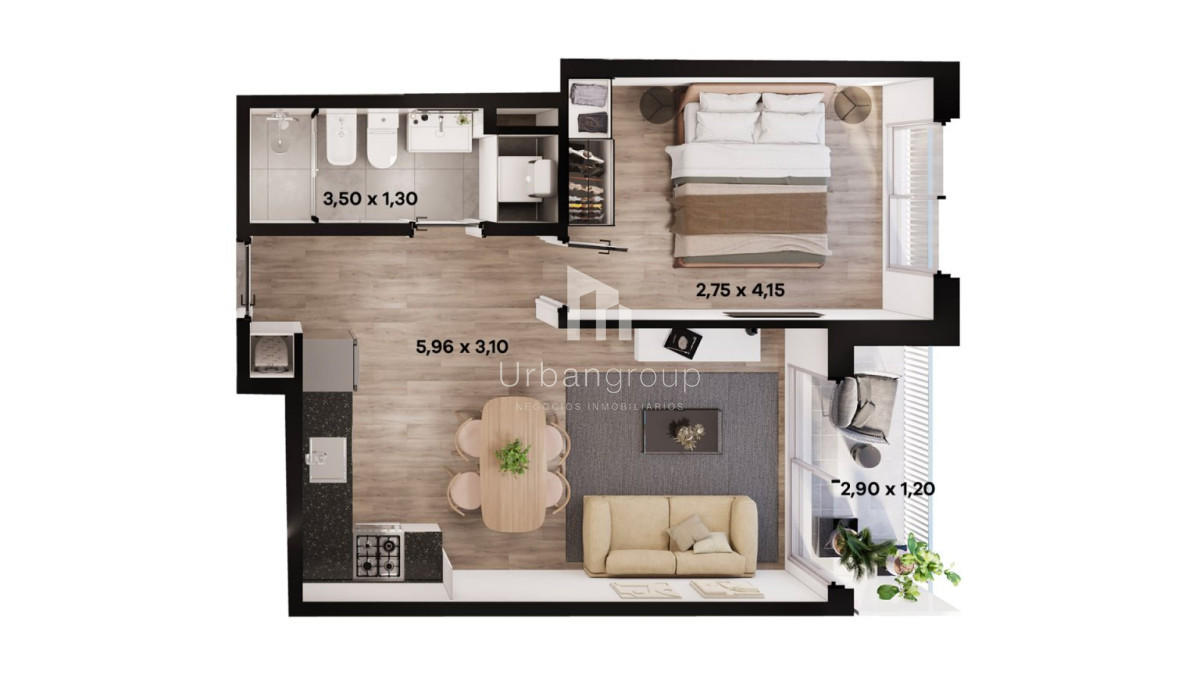 Venta Apartamento 1 Dormitorio a Estrenar en Cordón Sur