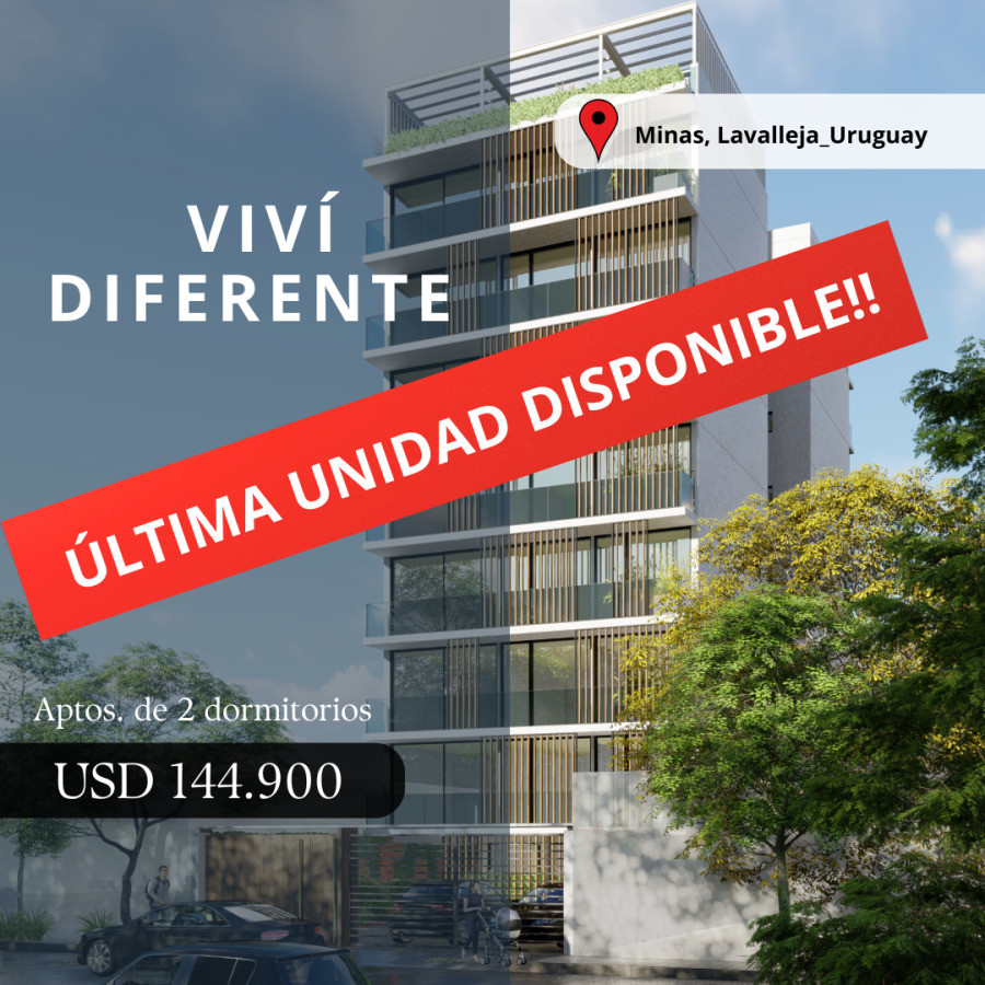 VENTA APARTAMENTO 2 DORMITORIOS MINAS, LAVALLEJA