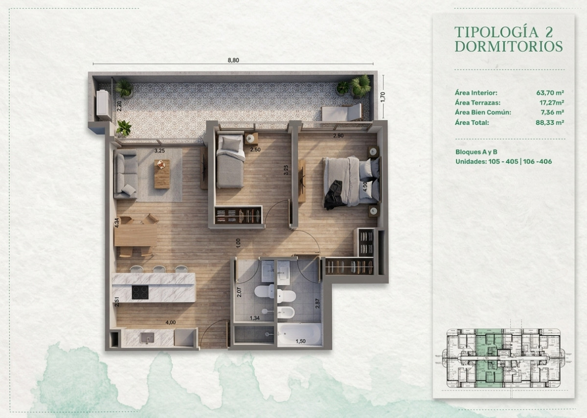 Apartamento en Pozo Mansa Forrest USD255000