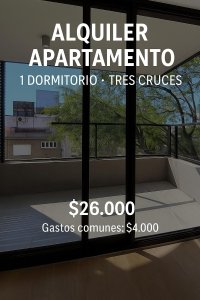 Alquiler Apartamento 1 Dormitorio En Tres Cruces, Balcon, Patio, Gimnasio, T