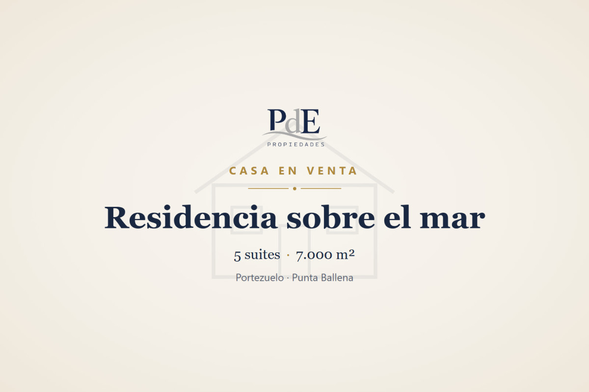 Imagen de Casa en venta | Frente al mar, 5 suites, 70 m de costa y 7.000 m² de terreno. Ubicación: Portezuelo, Punta Ballena