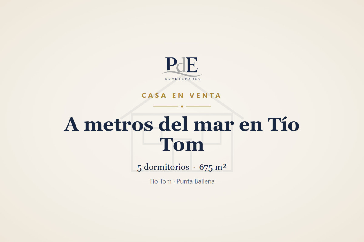 Imagen de Casa en venta | 5 dormitorios, piscina climatizada y terraza al mar, a 100 m de la playa. Ubicación: Tío Tom, Punta Ballena