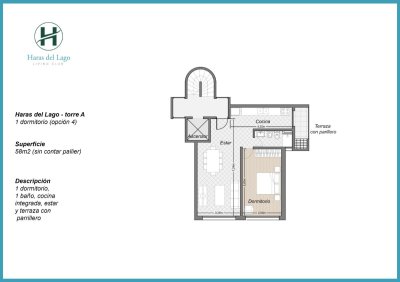 Apartamento en venta de 1 dormitorio y cochera en Haras del lago