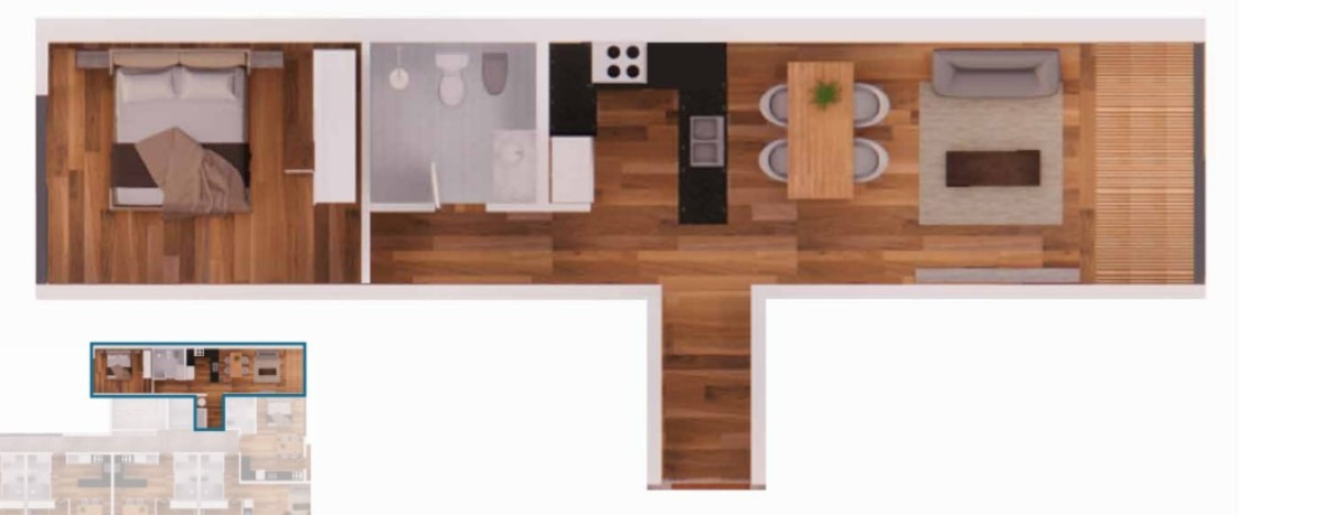 Apartamento de 1 dormitorio en venta