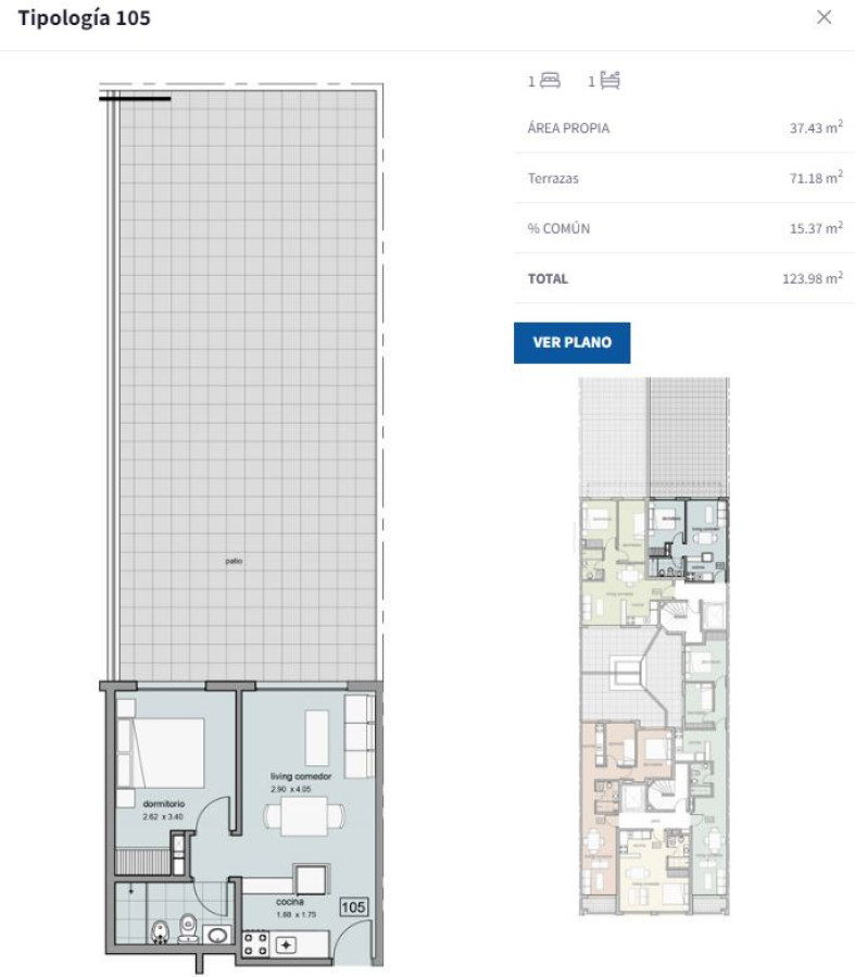 Apartamento 1 dormitorio en venta