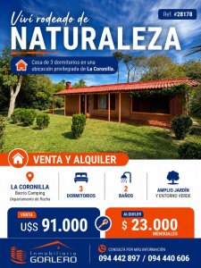 Casa en venta en La Coronilla, Bo Camping - Rocha