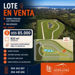 Venta de Terreno en Maldonado, a 10 minutos de Punta del Este, zona Colegios, 833 m2   