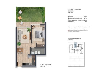 VENTA APARTAMENTO DE 1 DORMITORIO PROYECTO SUDESTE